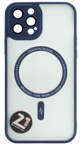 Силиконовый чехол для Apple iPhone 12 Pro magsafe с защитой камеры синий