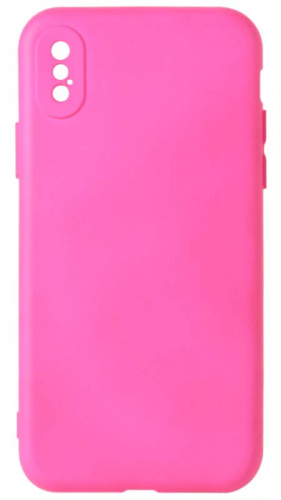Силиконовый чехол Soft Touch для Apple iPhone X/XS с защитой камеры неоновый розовый
