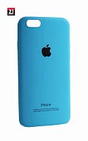 Силиконовый чехол для Apple iPhone 6/6S с яблоком голубой