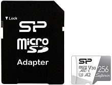 256GB карта памяти MicroSDHC Silicon Power Cl10 U3 A2 V30 Superior (с адаптером)