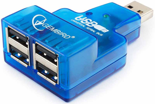 Концентратор беспроводной USB 2.0 Gembird UHB-CN224 4 порта синий 