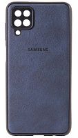 Силиконовый чехол для Samsung Galaxy A12/A125 кожа с лого синий