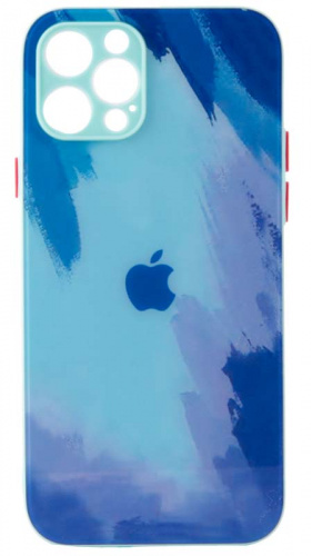 Силиконовый чехол для Apple iPhone 12 Pro стеклянный краски голубой