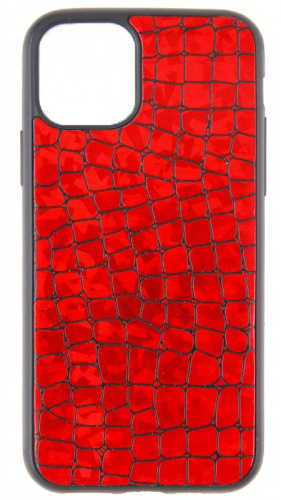 Силиконовый чехол для Apple iPhone 11 Pro Крокодил перламутр красный