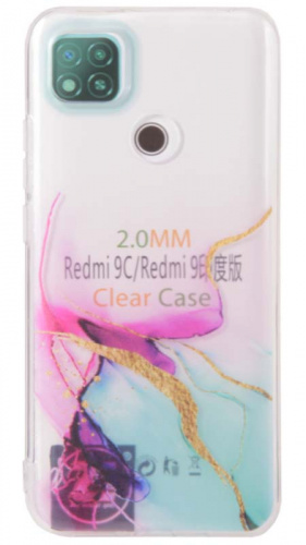 Силиконовый чехол для Xiaomi Redmi 9C water ink розовый