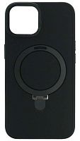 Силиконовый чехол для Apple iPhone 14 MagSafe с подставкой черный