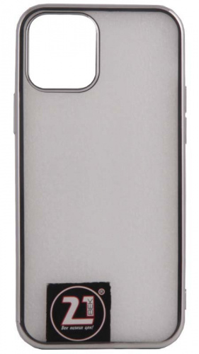 Силиконовый чехол для Apple iPhone 12/12 Pro прозрачный с окантовкой серебро