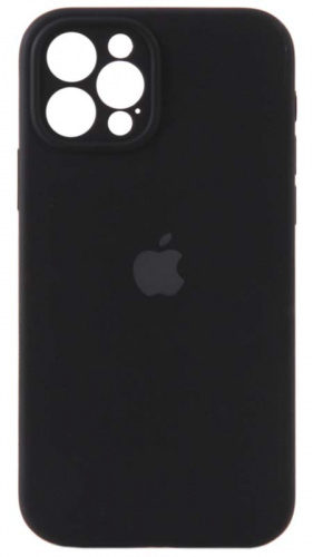 Силиконовый чехол Soft Touch для Apple iPhone 12 Pro с защитой камеры лого черный