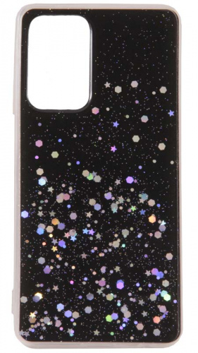 Силиконовый чехол для Samsung Galaxy A52/A525 с блестками и звездами черный