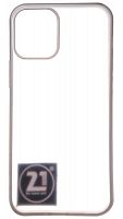 Силиконовый чехол для Apple iPhone 12 mini с каймой матовый серебро