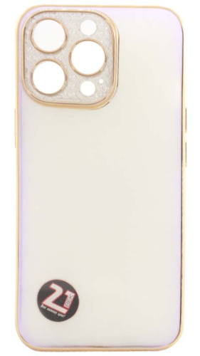 Силиконовый чехол для Apple iPhone 13 Pro с окантовкой и камерой с блеском сиреневый