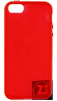 Накладка силиконовая для iPhone 5 матовая с прозрачным ободком красная