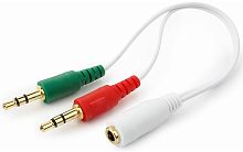 Кабель аудио сигнала Cablexpert CCA-418W джек3.5 наушники (папа)+ 3.5 микрофон (папа)->джек3.5 белый