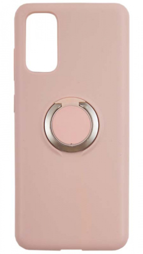 Силиконовый чехол Soft Touch для Samsung Galaxy S20 с держателем бледно-розовый