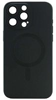 Силиконовый чехол для Apple iPhone 15 Pro Max MagSafe матовый с линзами черный
