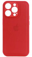 Силиконовый чехол для Apple iPhone 14 Pro с защитой камеры кожа с лого красный