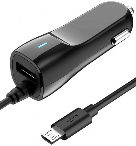 АЗУ USB, 2.1A, + MicroUSB кабель, чёрный, OLMIO