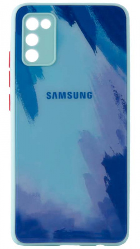 Силиконовый чехол для Samsung Galaxy A02S/A025 стеклянный краски голубой