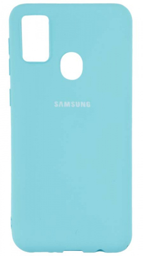 Силиконовый чехол для Samsung Galaxy M21/M215 с лого бирюзовый