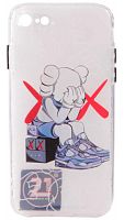 Силиконовый чехол для Apple iPhone 7/8 матовый прозрачный Kaws