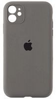 Силиконовый чехол Soft Touch для Apple iPhone 11 с защитой камеры лого темно-серый