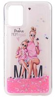 Силиконовый чехол для Samsung Galaxy A02S/A025 переливающиеся сердечки Mama of drama girl mom