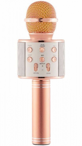 Колонка-микрофон Bluetooth/USB/micro SD/караоке/LED меняет голос WS-858L розовый