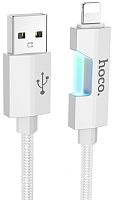 Кабель 8 pin - USB HOCO U123 Regent, 1.2м, 2.4A, цвет: серый