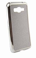 Силиконовый чехол для Samsung Galaxy Grand Prime G530 с блестящим ободком серебряный