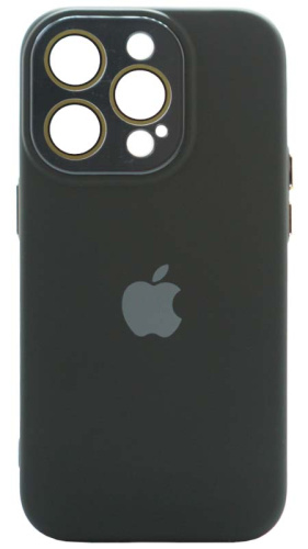 Силиконовый чехол для Apple iPhone 14 Pro с закрытой камерой черный