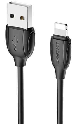 Кабель USB - Apple 8 pin Borofone BX19 Benefit, 1.0м, круглый, 2.1A, силикон черный