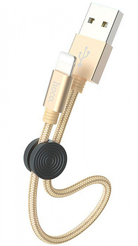 Кабель USB - Apple 8 pin  HOCO X35 Premium 0.25м круглый 2.4A ткань золотой
