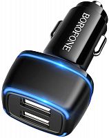 АЗУ 2 USB Borofone, BZ14, Max, 2400mA, пластик, светодиодный чёрный