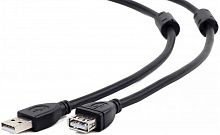 Кабель удлинитель USB2.0 Pro Cablexpert CCF2-USB2-AMAF-10, AM/AF, 3м, экран, 2феррит.кольца, черный,