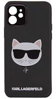 Силиконовый чехол для Apple iPhone 12 Cat Karl чёрный