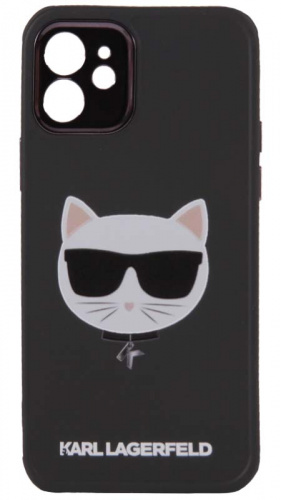 Силиконовый чехол для Apple iPhone 12 Cat Karl чёрный