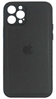 Силиконовый чехол для Apple iPhone 12 Pro кожа с лого черный