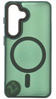 Силиконовый чехол MagSafe для Samsung Galaxy S24 матовый хаки