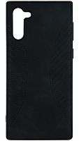 Силиконовый чехол для Samsung Galaxy Note 10 карбон и кожа черный