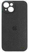 Силиконовый чехол для Apple iPhone 15 кожа с лого черный
