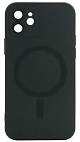 Силиконовый чехол для Apple iPhone 12 MagSafe матовый с линзами черный
