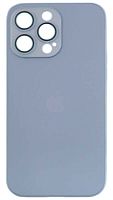 Силиконовый чехол для Apple iPhone 14 Pro Max матовое стекло с линзами голубой
