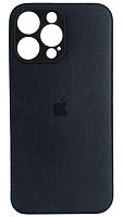 Силиконовый чехол для Apple iPhone 14 Pro Max кожа с лого синий
