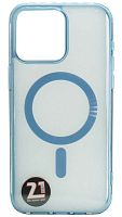 Силиконовый чехол для Apple iPhone 15 Pro Max MagSafe с уголками голубой