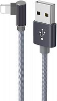 Кабель USB - Apple 8 pin Borofone BX26 Express 1.0м круглый 2.4A ткань боковой серый