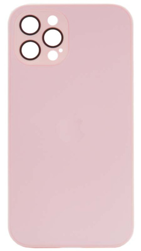 Силиконовый чехол для Apple iPhone 12 Pro матовое стекло с линзами розовый