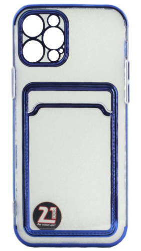 Силиконовый чехол для Apple iPhone 12 Pro с кардхолдером и каймой синий