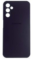 Силиконовый чехол для Samsung Galaxy A14/A145 матовое стекло с лого фиолетовый