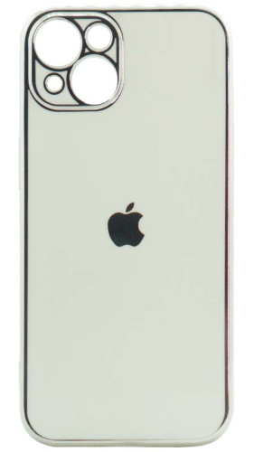 Силиконовый чехол для Apple iPhone 13 глянцевый с окантовкой белый