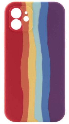 Силиконовый чехол Soft Touch для Apple iPhone 12 с защитой камеры без лого красно-фиолетовый